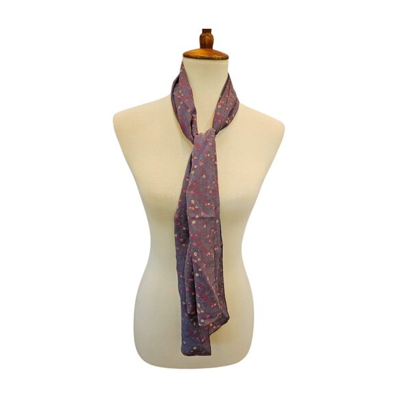 Lavender, mauve floral rectangular scarf, machine hem 10" x 53", no tags - Picture 2 of 5